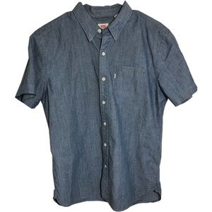 Levis mens chambray denim button up short sleeve shirt